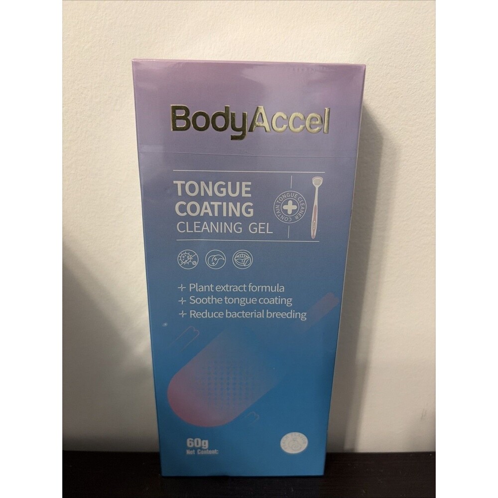 BodyAccel Tongue Coating Cleaning Gel with Scraper Brush Peach Flavor 60g New